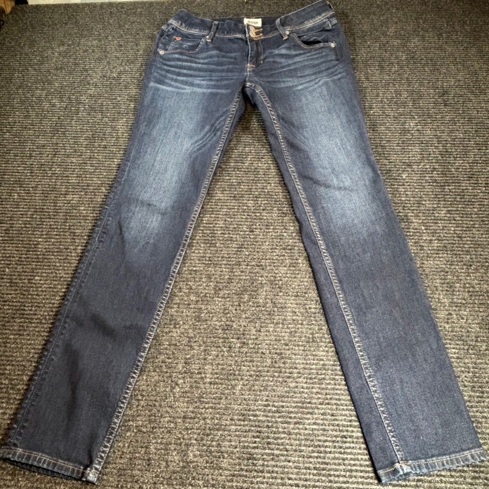 Hudson Women Dark Wash Straight Leg Jeans Flap Pocket Union‎ Jack Size 27